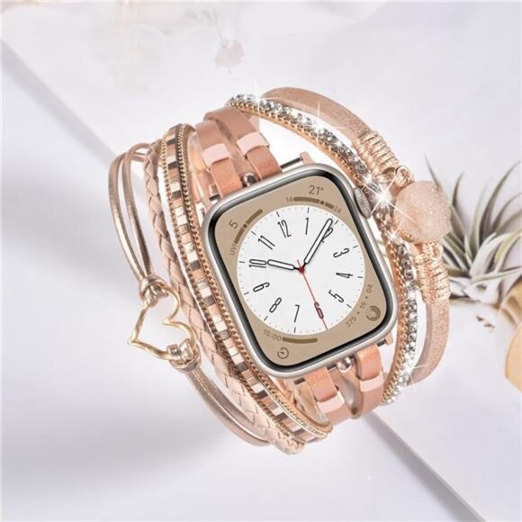 NEW Rose Gold Boho Layered Apple Watch Band - Picture 2 of 4